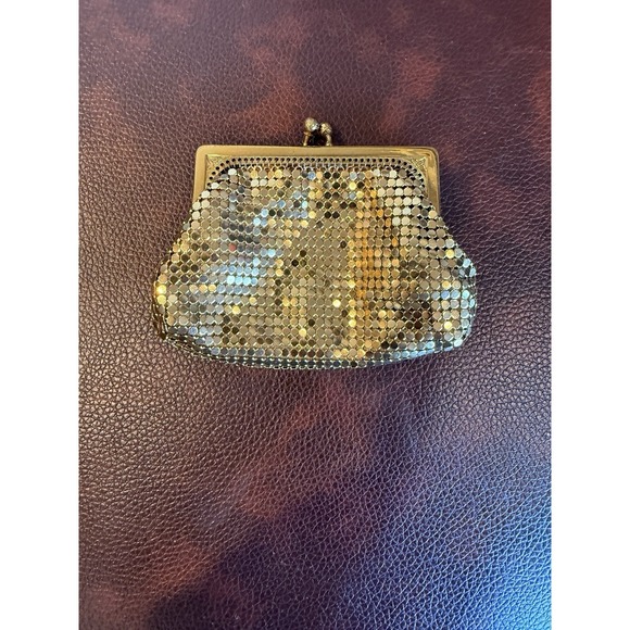 Handbags - Whiting & Davis Gold Mesh Coin Purse Vintage Kiss Lock Change Purse Made USA